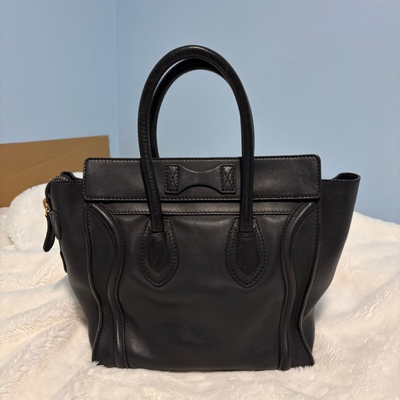 Authentic Celine Phantom Leather
Handbag Purse Tote Bag Black Made In Italy - Picture 2 of 8